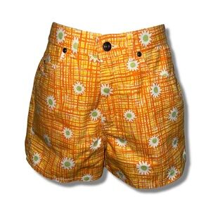 Vintage Daisy Print High Waist Shorts